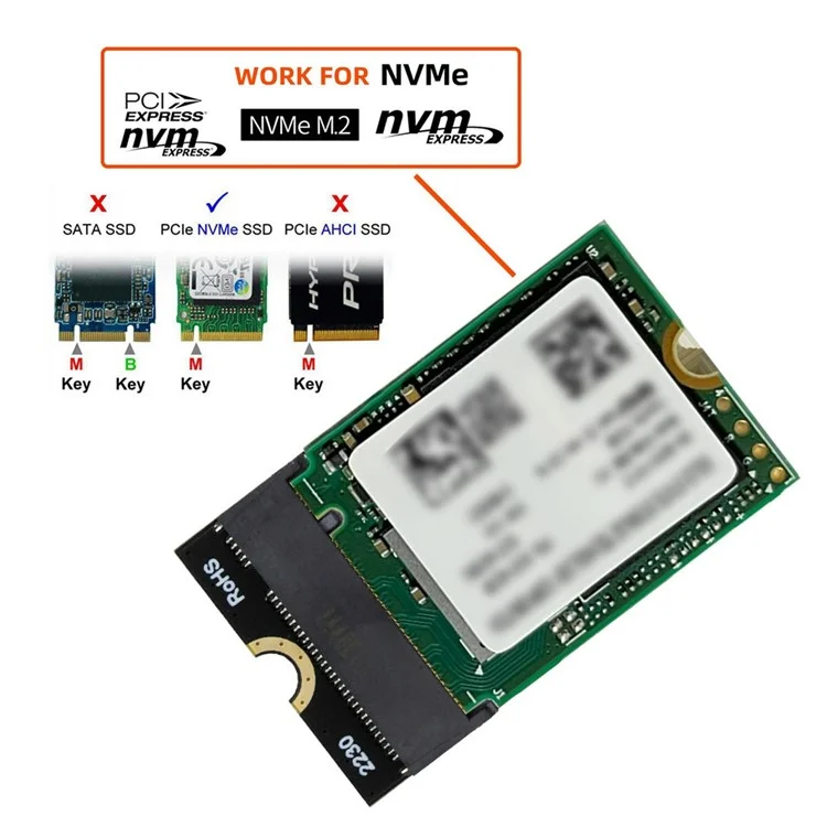 EP-043-BK NGFF A+E-Key Male to NVME M-Key Female Extension Adapter for Laptop Mainboard SSD