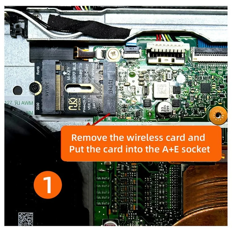 EP-043-BK NGFF A+E-Key Male to NVME M-Key Female Extension Adapter for Laptop Mainboard SSD
