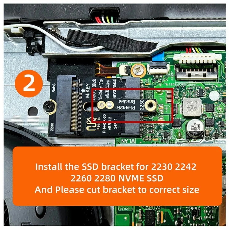 EP-043-BK NGFF A+E-Key Male to NVME M-Key Female Extension Adapter for Laptop Mainboard SSD