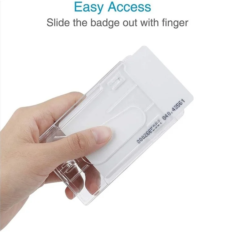Clear Card Holder Dual Use PS Double ID Badge Holder with Telescopic Buckle Clip - Vertical