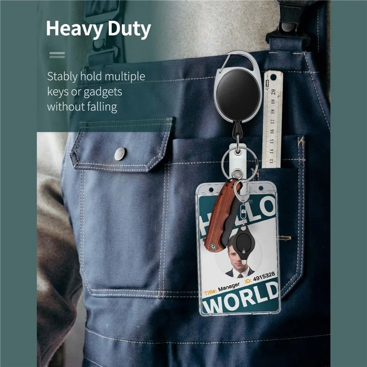 Clear Card Holder Dual Use PS Double ID Badge Holder with Telescopic Buckle Clip - Vertical