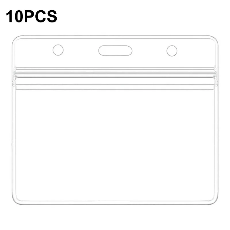 10Pcs Horizontal Clear Waterproof ID Card Holder PVC Sealable Protective Sleeve