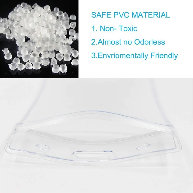 10Pcs Horizontal Clear Waterproof ID Card Holder PVC Sealable Protective Sleeve
