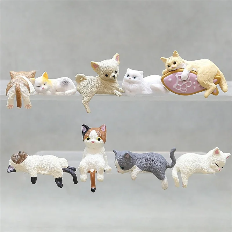 Figurine de chat mignonne Ornement de bureau Figure Couvercle de tasse Décoration d'ordinateur pour la maison / le bureau / la voiture - Chat 5 / Secondaire
