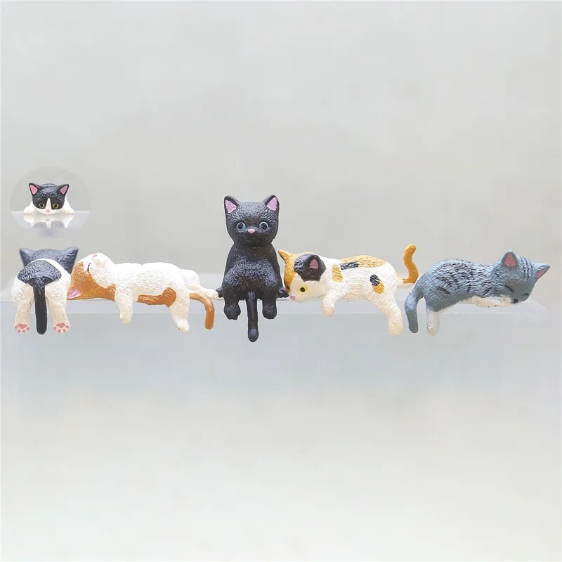 5Pcs Cute Cat Figurines PVC Figure for Cup Lid / Laptop / Car Decorations