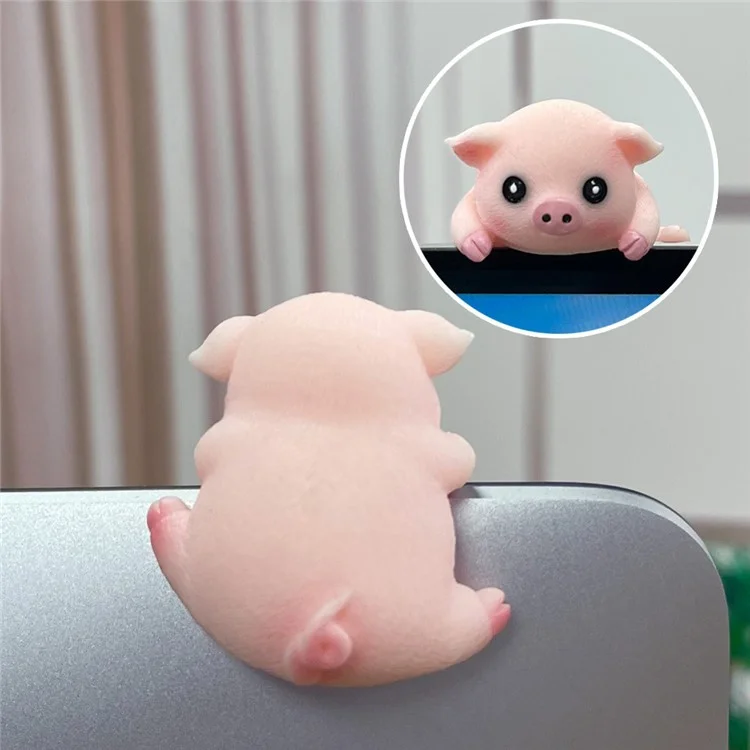 Creative Desktop Screen Monitor Decoration Cute Animal Figurine Ornament for Computer TV Display - Pig