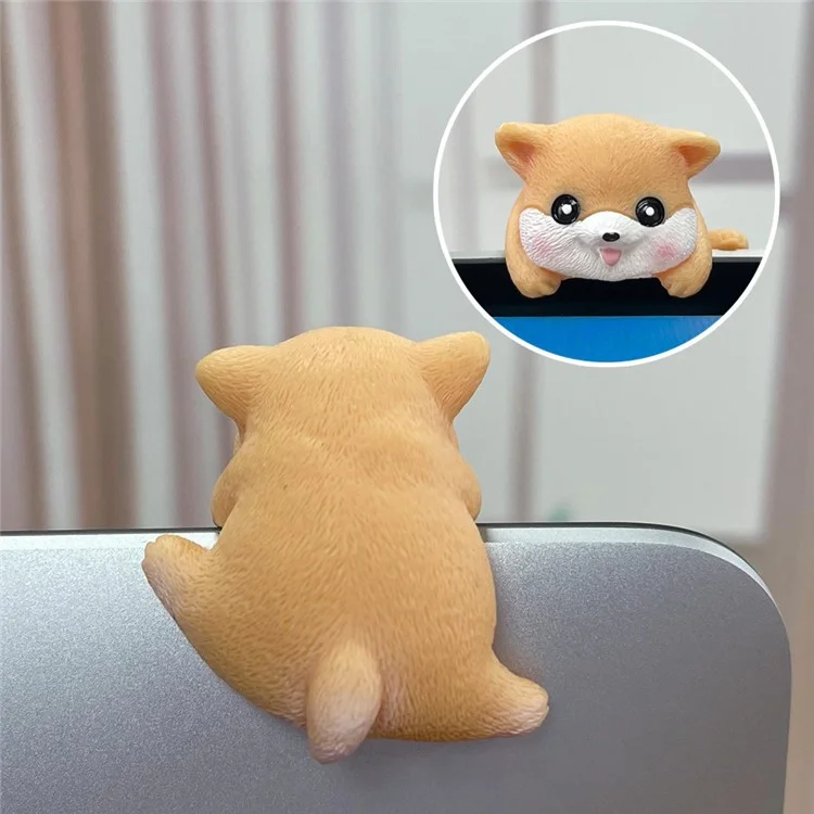 Figurine décorative de bureau pour écran d'ordinateur et téléviseur - Motif animal mignon - Race Shiba Inu