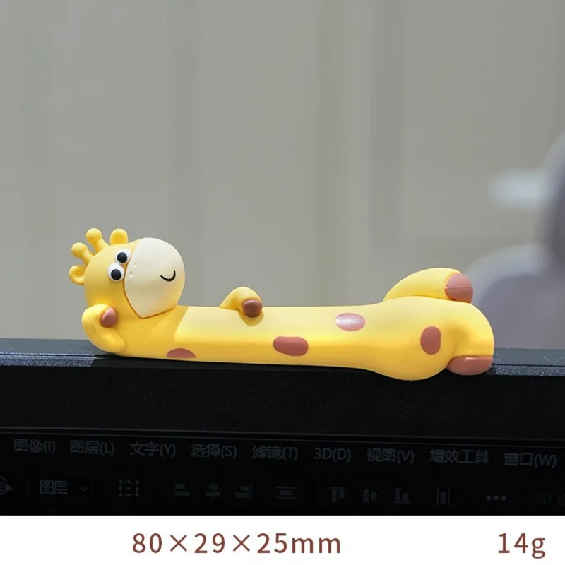 2803 Giraffe Design Mini Figurine Screen Decoration Car Dashboard Ornament Computer Monitor Figure - C