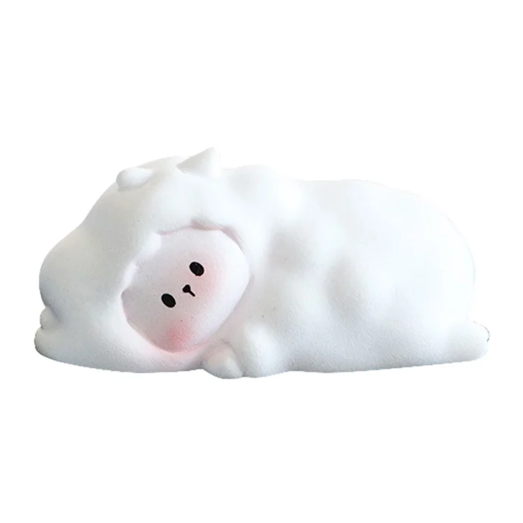 BB2453 Mini Lying Animal Figurines Desk Ornaments Adhesive Resin Craft Figures for Home / Office Decor - Sheep