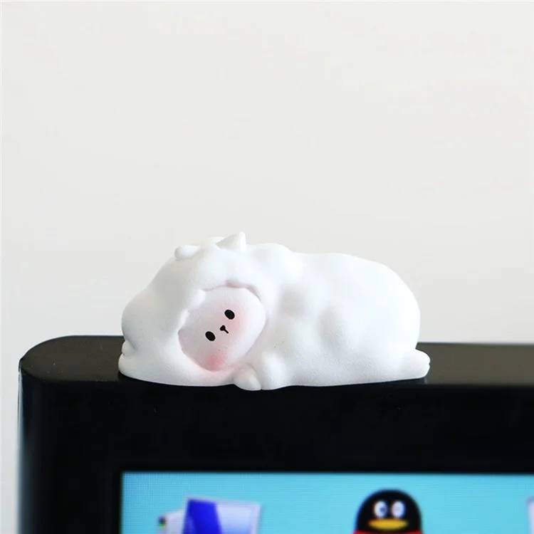 BB2453 Mini Lying Animal Figurines Desk Ornaments Adhesive Resin Craft Figures for Home / Office Decor - Sheep
