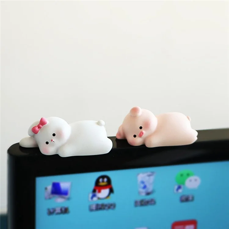 BB2453 Mini Lying Animal Figurines Desk Ornaments Adhesive Resin Craft Figures for Home / Office Decor - Sheep
