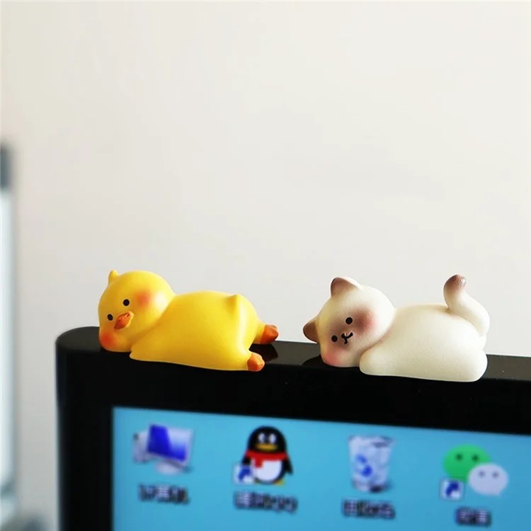 BB2453 Mini Lying Animal Figurines Desk Ornaments Adhesive Resin Craft Figures for Home / Office Decor - Sheep