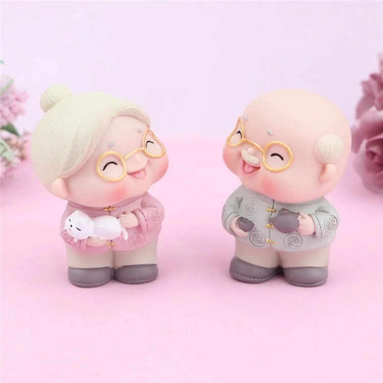 2396 Cute Elderly Couple Figures for Birthday Cake Decoration Figurine Baking Accessories - Old Lady