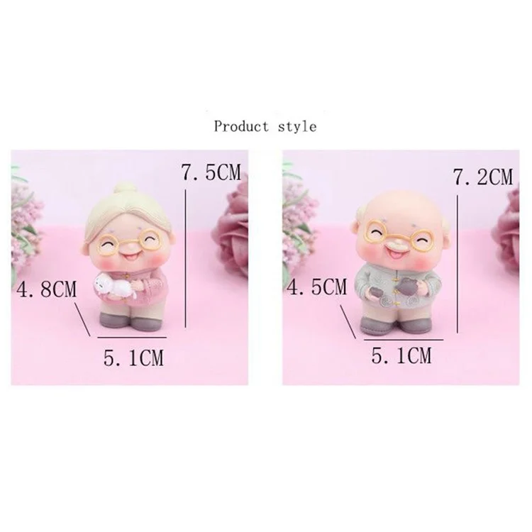2396 Niedliche Rentner-Paar-Figuren für Geburtstagskuchen-Dekoration Figur Backaccessoires - Rot / Alte Dame