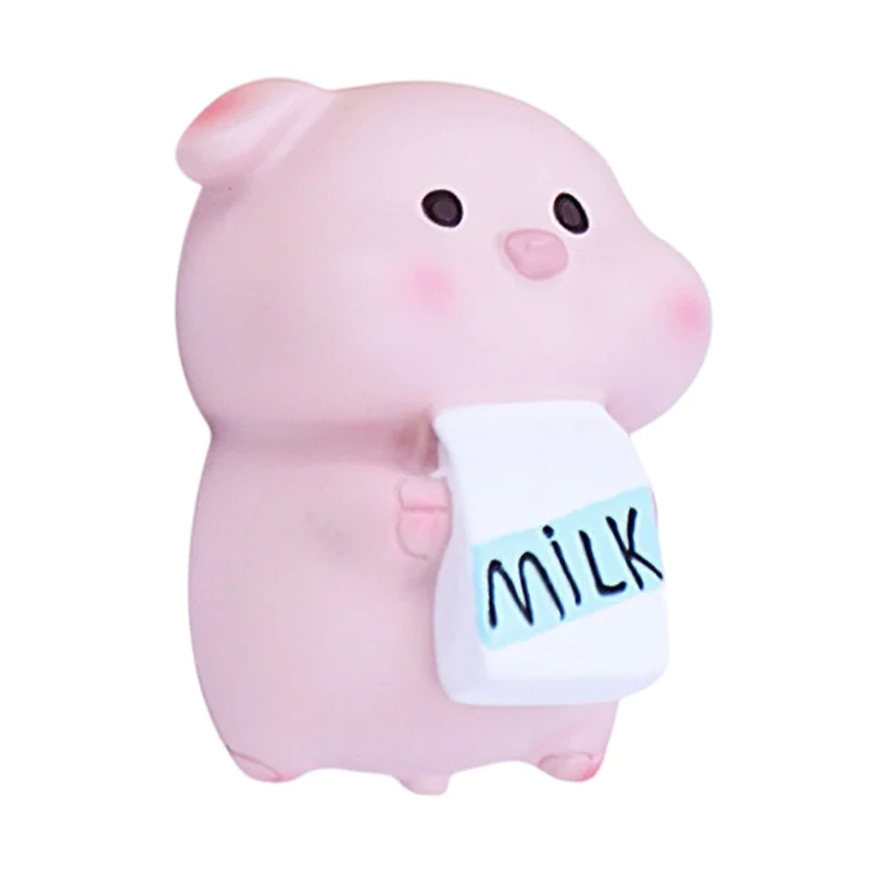 002 Mini Figuras de Porcos para Decoração de Mesa de Escritório, Ornamentos de Mesa em Resina, Animais Fofos para Casa / Escritório - 002A
