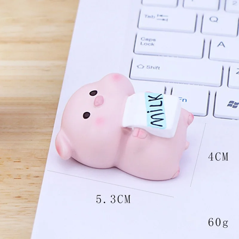 002 Mini Figuras de Porcos para Decoração de Mesa de Escritório, Ornamentos de Mesa em Resina, Animais Fofos para Casa / Escritório - 002A