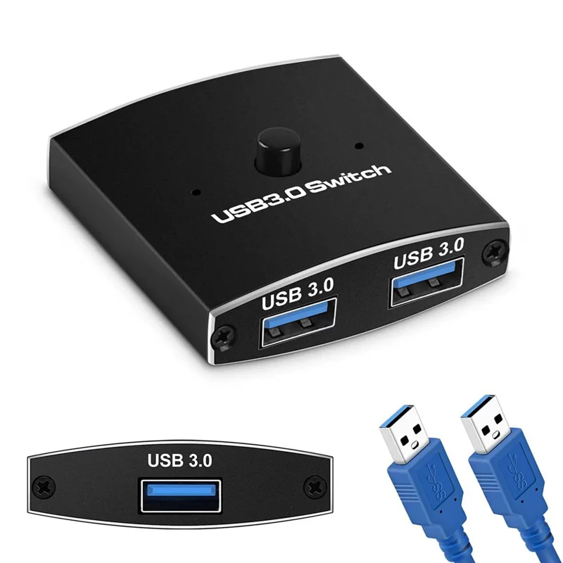 USB 3.0 Bidirectional Switch 1 Input 2 Output Hub Keyboard Mouse USB Drive Printer Sharing Splitter