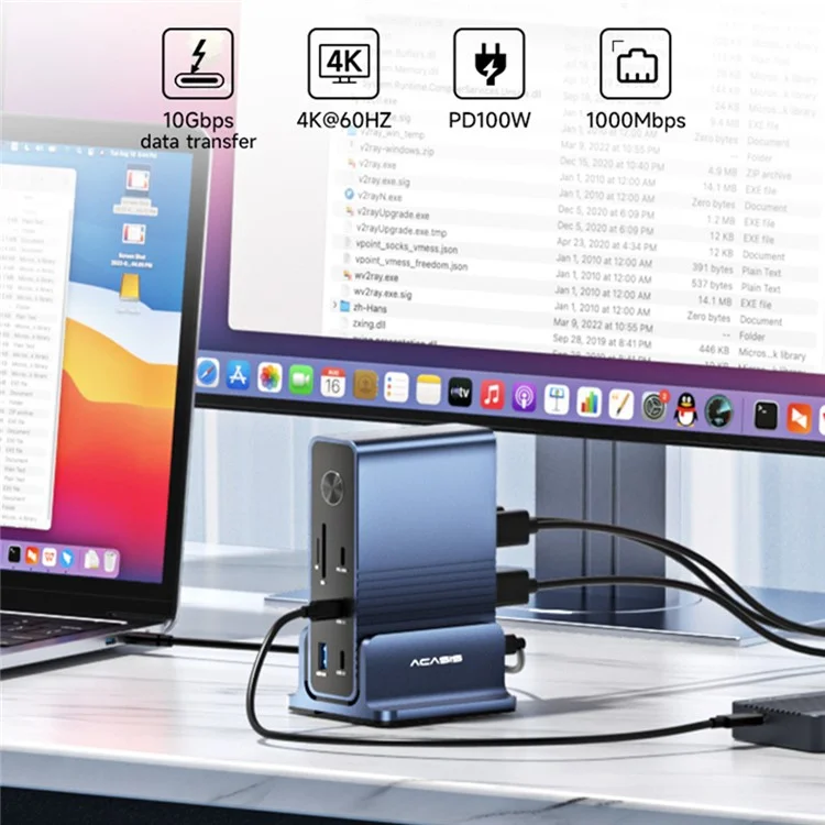 ACASIS DS-7A15 15 in 1 USB-C Hub 100W PD 4K 60Hz Compatible with Thunderbolt 3 / 4 Docking Station