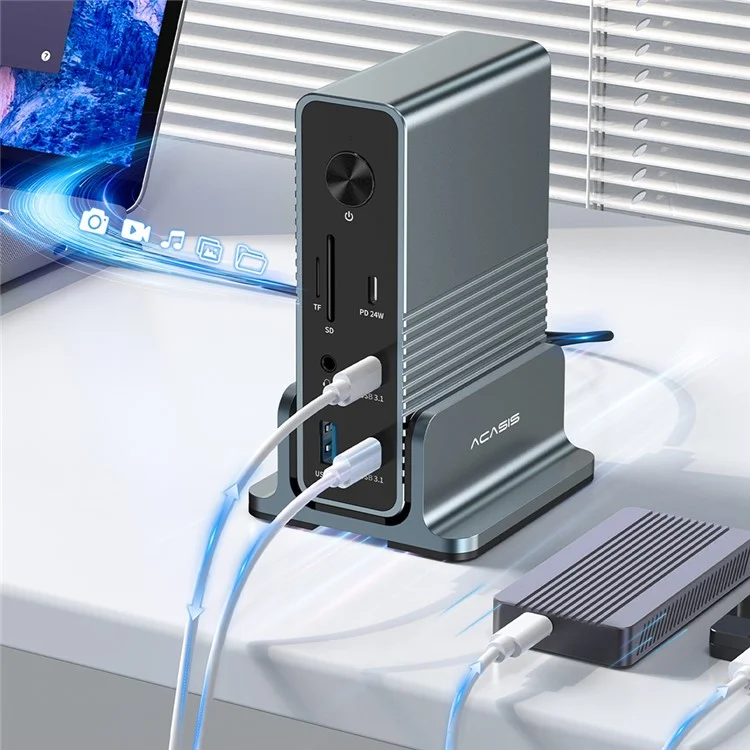 ACASIS DS-7A15 15 in 1 USB-C Hub 100W PD 4K 60Hz Compatible with Thunderbolt 3 / 4 Docking Station