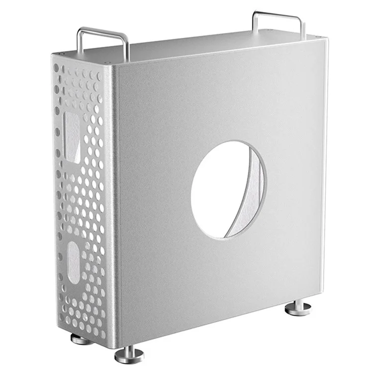 For Apple Mac Mini M4  /  M4 Pro 2024 Protective Case Computer Host Aluminum Alloy Shell with Anti-Slip Silicone Feet - Silver