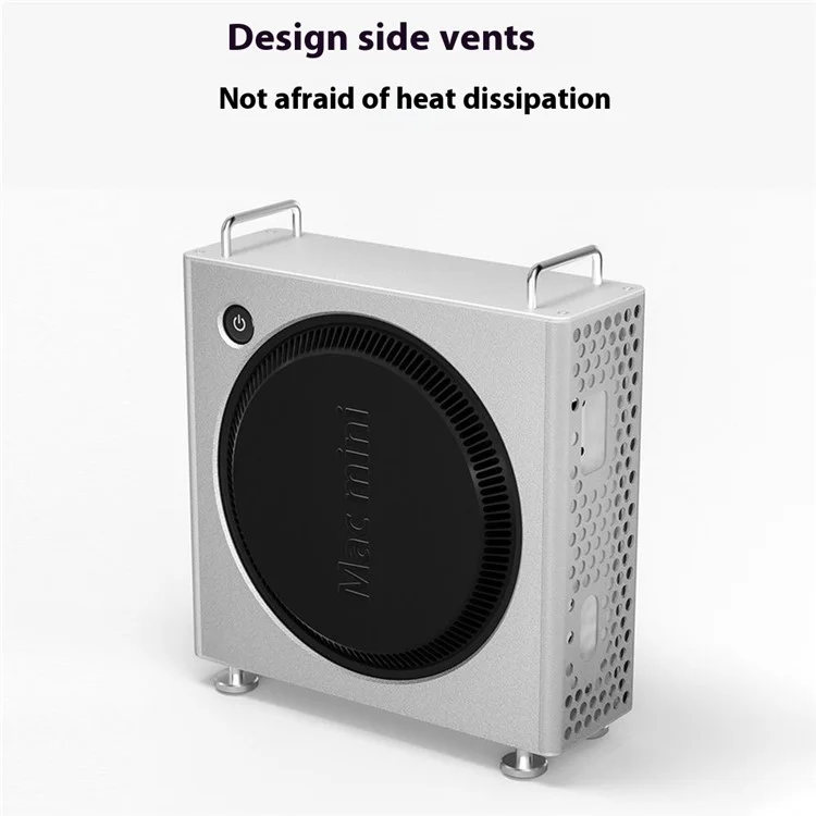 For Apple Mac Mini M4  /  M4 Pro 2024 Protective Case Computer Host Aluminum Alloy Shell with Anti-Slip Silicone Feet - Silver