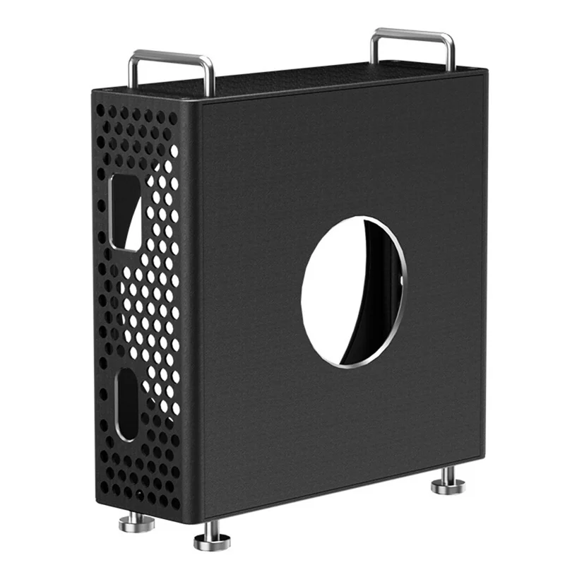 غطاء واقٍ لهاتف Apple Mac Mini M4 / M4 Pro 2024، غلاف من سبائك الألومنيوم مع أقدام سيليكون مضادة للانزلاق - أسود