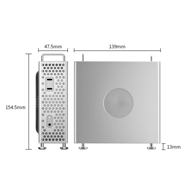 غطاء واقٍ لهاتف Apple Mac Mini M4 / M4 Pro 2024، غلاف من سبائك الألومنيوم مع أقدام سيليكون مضادة للانزلاق - أسود