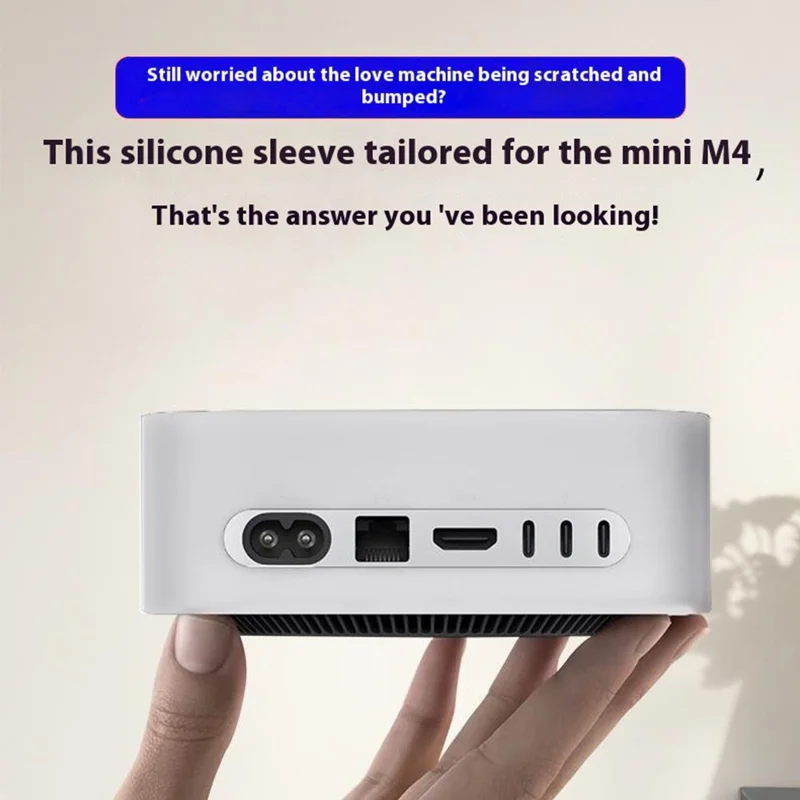 For Apple Mac Mini M4 / M4 Pro 2024 Silicone Case Computer Host Anti-Slip Shockproof Protective Cover - Transparent