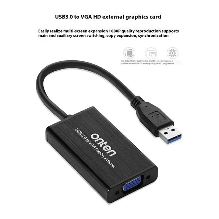 ONTEN OTN-5201 USB 3.0 to VGA Video Converter 1080P PC to Projector Adapter