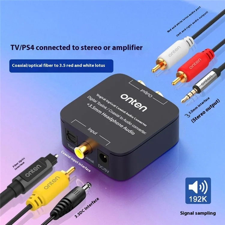 ONTEN 37506 Digitaler Toslink / Koaxial zu Audio Konverter mit 3,5mm Kopfhörer-Audioausgang