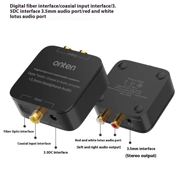 ONTEN 37506 Digitaler Toslink / Koaxial zu Audio Konverter mit 3,5mm Kopfhörer-Audioausgang