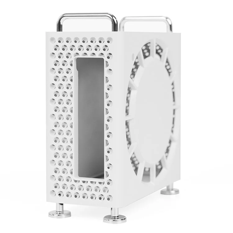 For Apple Mac Mini M4  /  M4 Pro 2024 Protective Case Computer Host Hollow ABS Shell with Expansion Hard Drive Function - White