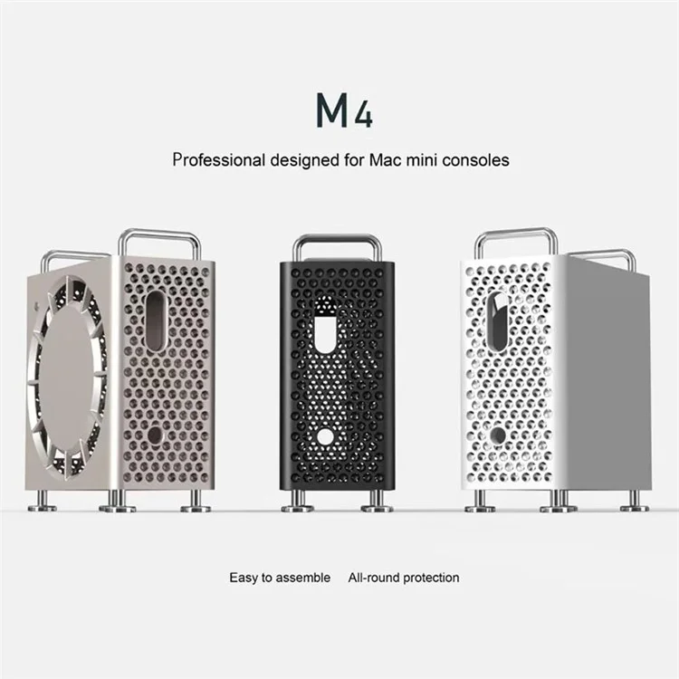 For Apple Mac Mini M4  /  M4 Pro 2024 Protective Case Computer Host Hollow ABS Shell with Expansion Hard Drive Function - White
