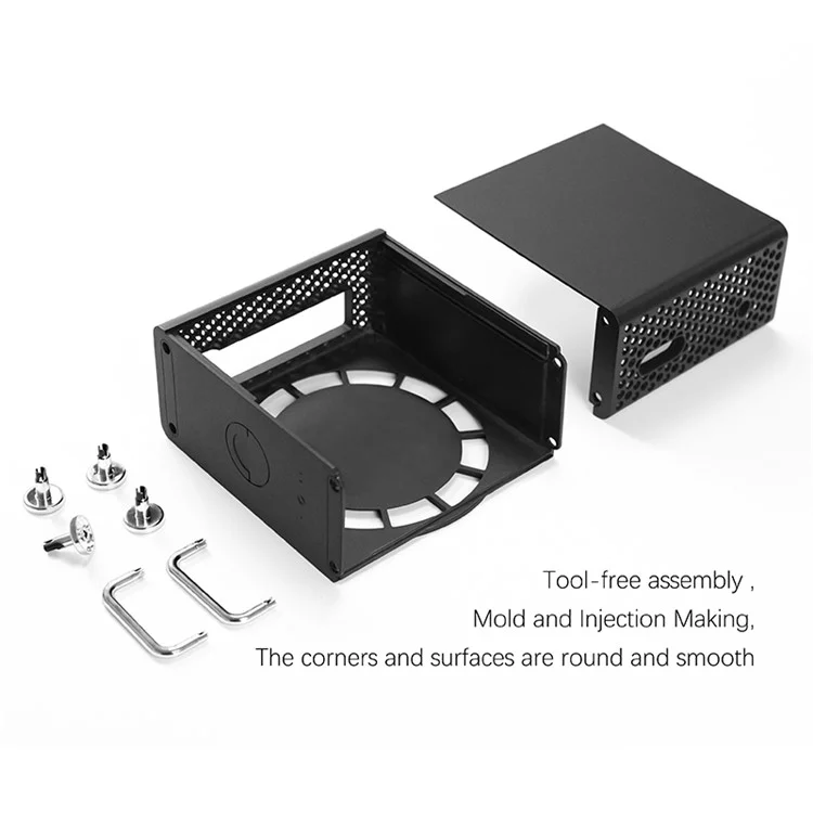 For Apple Mac Mini M4  /  M4 Pro 2024 Protective Case Computer Host Hollow ABS Shell with Expansion Hard Drive Function - White