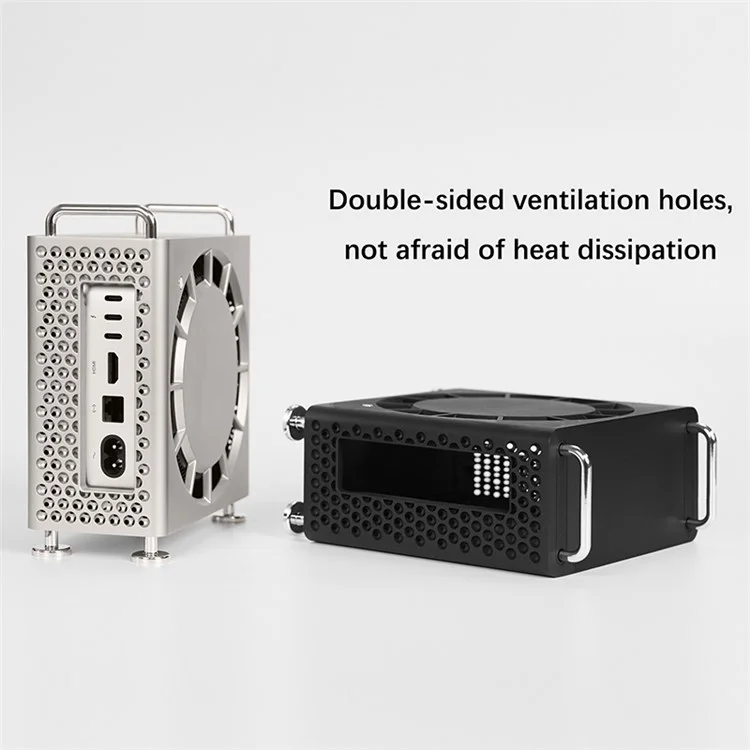 For Apple Mac Mini M4  /  M4 Pro 2024 Protective Case Computer Host Hollow ABS Shell with Expansion Hard Drive Function - White