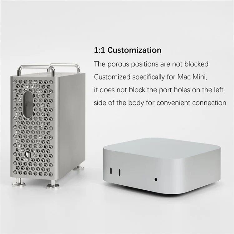 For Apple Mac Mini M4  /  M4 Pro 2024 Protective Case Computer Host Hollow ABS Shell with Expansion Hard Drive Function - White