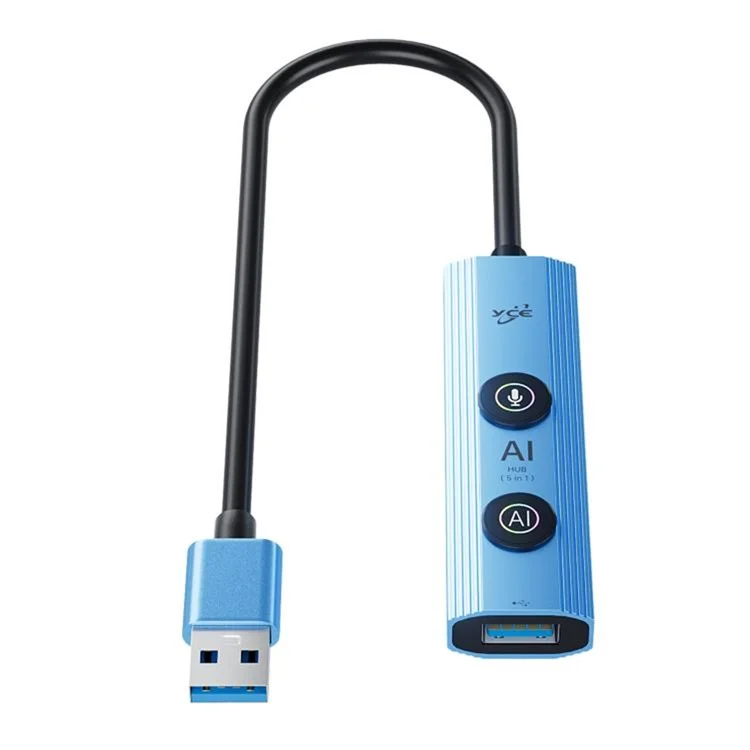 YCE V295A 5 в 1 USB3.0 Концентратор Алюминиевый сплав Многофункциональная AI Станция расширения - Синий