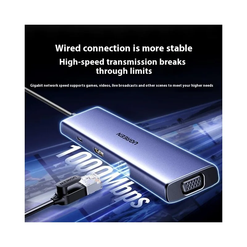 UGREEN 15600 Hub USB-C 9 en 1 avec Adaptateur Station d'Accueil : Ethernet, VGA, USB-A, SD/TF, Charge PD