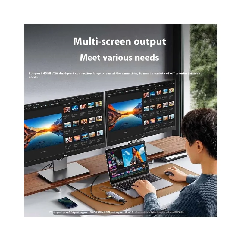 UGREEN 15600 Hub USB-C 9 en 1 avec Adaptateur Station d'Accueil : Ethernet, VGA, USB-A, SD/TF, Charge PD