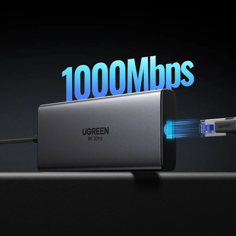 UGREEN 15534 USB-C Hub 8K / 4K HD RJ45 USB 3.0 PD 100W 10 in 1 Aluminum Alloy Adapter