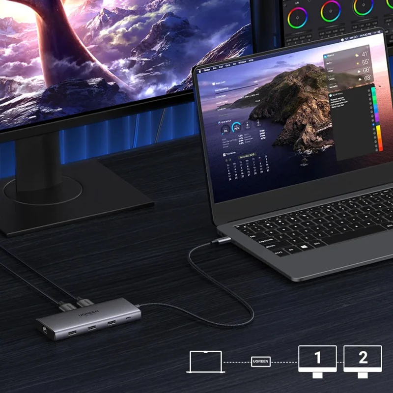 UGREEN 15534 USB-C Hub 8K / 4K HD RJ45 USB 3.0 PD 100W 10 in 1 Aluminum Alloy Adapter