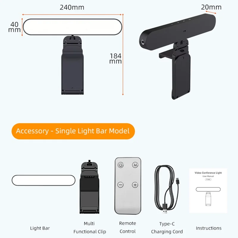 Barra de Luz LED para Monitor de Ordenador con Control Táctil Inteligente, Regulable, Lámpara de Lectura con Mando a Distancia