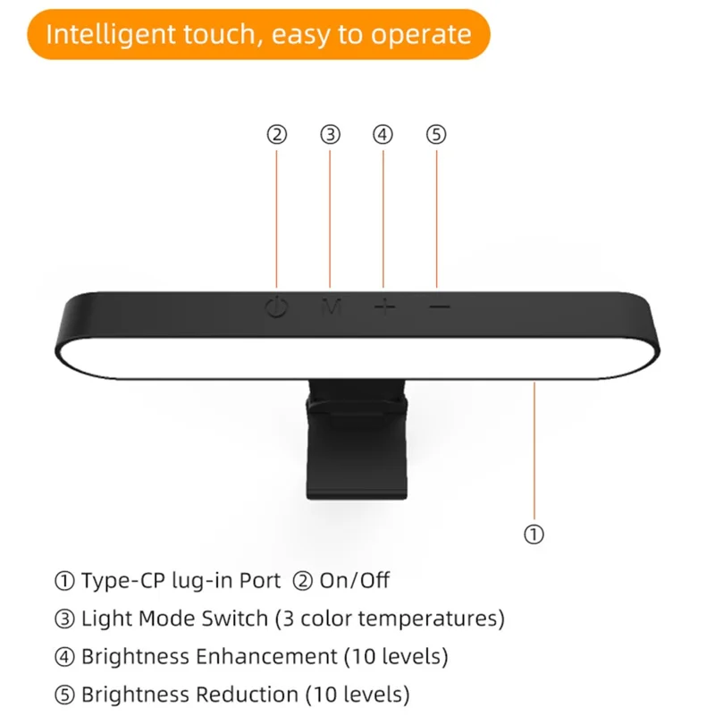 Barra de Luz LED para Monitor de Ordenador con Control Táctil Inteligente, Regulable, Lámpara de Lectura con Mando a Distancia