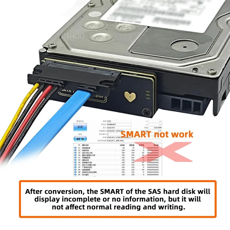 SF-090-SATA SFF-8482 SAS 29Pin to 7+15 22Pin SATA Hard Disk Drive Raid Adapter with Chipset