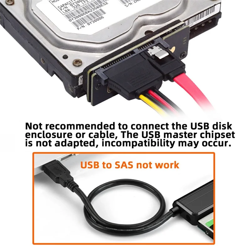 SF-090-SATA SFF-8482 SAS 29Pin to 7+15 22Pin SATA Hard Disk Drive Raid Adapter with Chipset