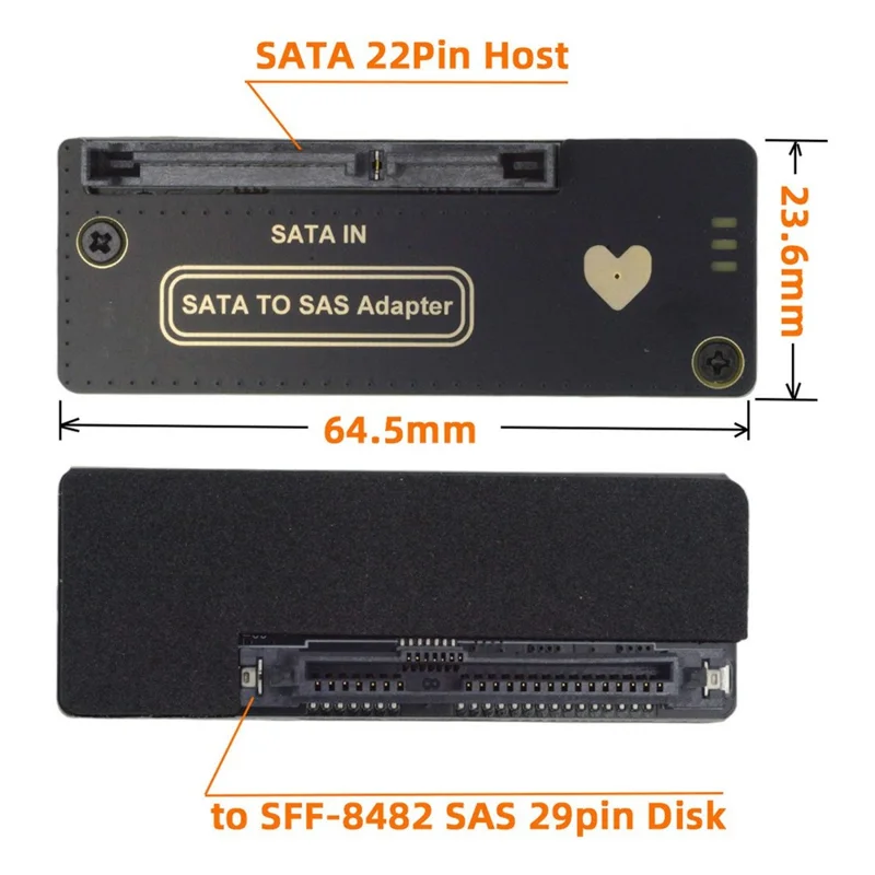 SF-090-SATA SFF-8482 SAS 29Pin to 7+15 22Pin SATA Hard Disk Drive Raid Adapter with Chipset