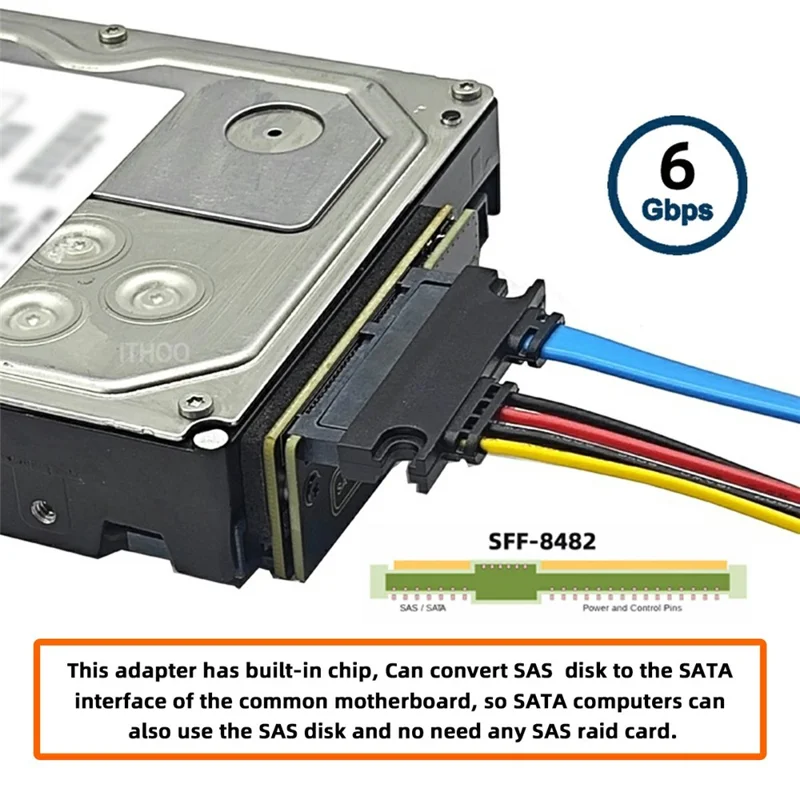 SF-090-SATA SFF-8482 SAS 29Pin to 7+15 22Pin SATA Hard Disk Drive Raid Adapter with Chipset
