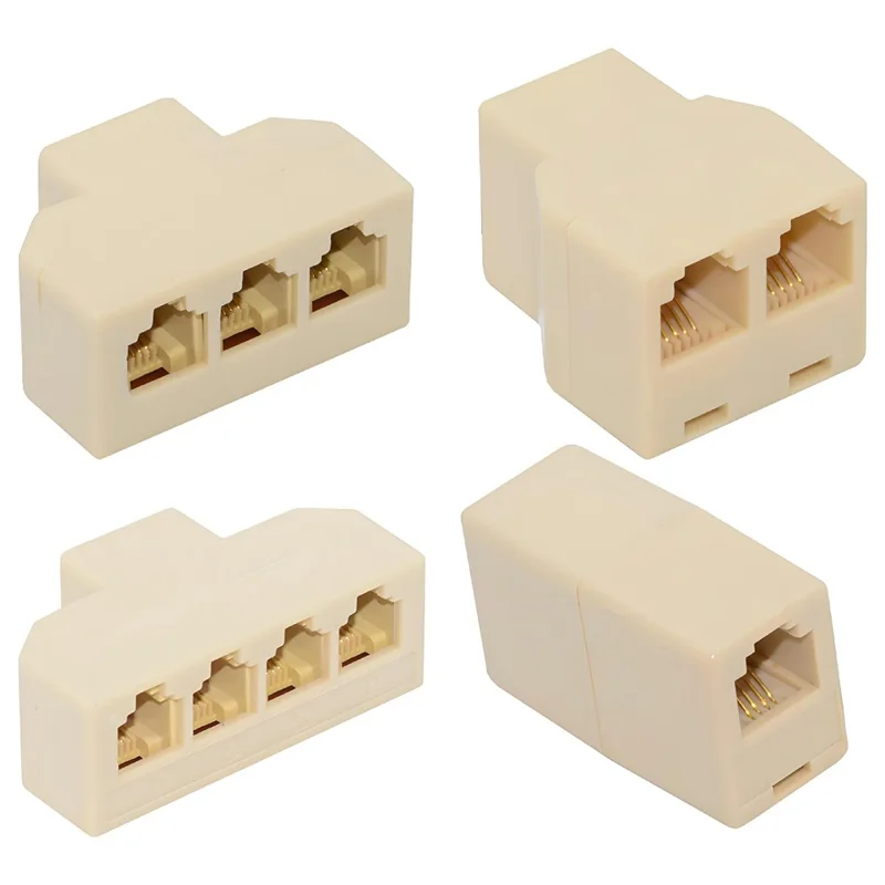 CA-006 4Pcs / Set 1 / 2 / 3 / 4-Way Outlet 6P4C RJ11 RJ12 Telephone Phone Modular Jack Line Splitter Adapter