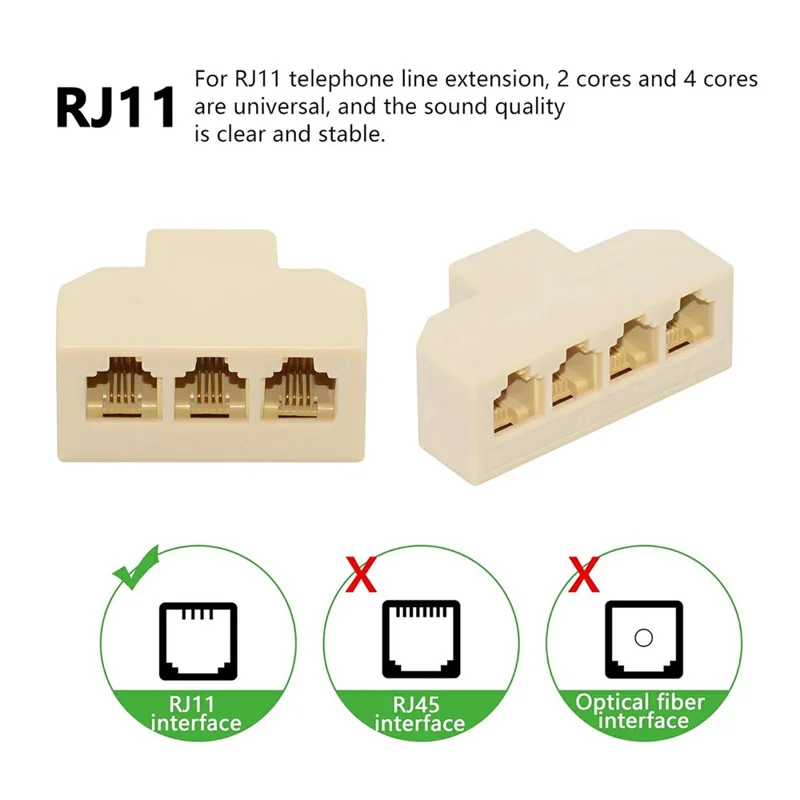 CA-006 4Pcs / Set 1 / 2 / 3 / 4-Way Outlet 6P4C RJ11 RJ12 Telephone Phone Modular Jack Line Splitter Adapter