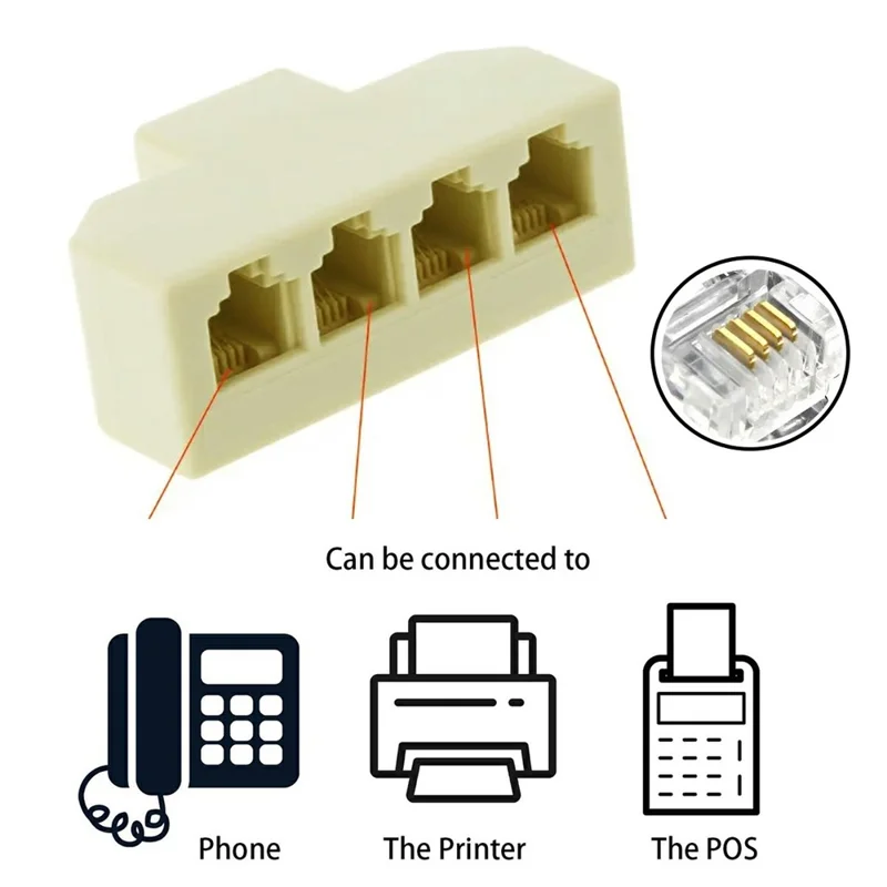 CA-006 4Pcs / Set 1 / 2 / 3 / 4-Way Outlet 6P4C RJ11 RJ12 Telephone Phone Modular Jack Line Splitter Adapter